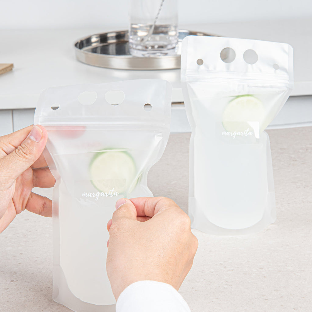 Label Tek Plastic Margarita Label - Clear with White Font, Water-Resistant - 2" x 1" - 100 count box