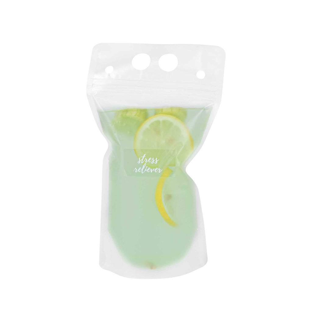 Label Tek Plastic Stress Reliever Label - Clear with White Font, Water-Resistant - 2" x 1" - 100 count box