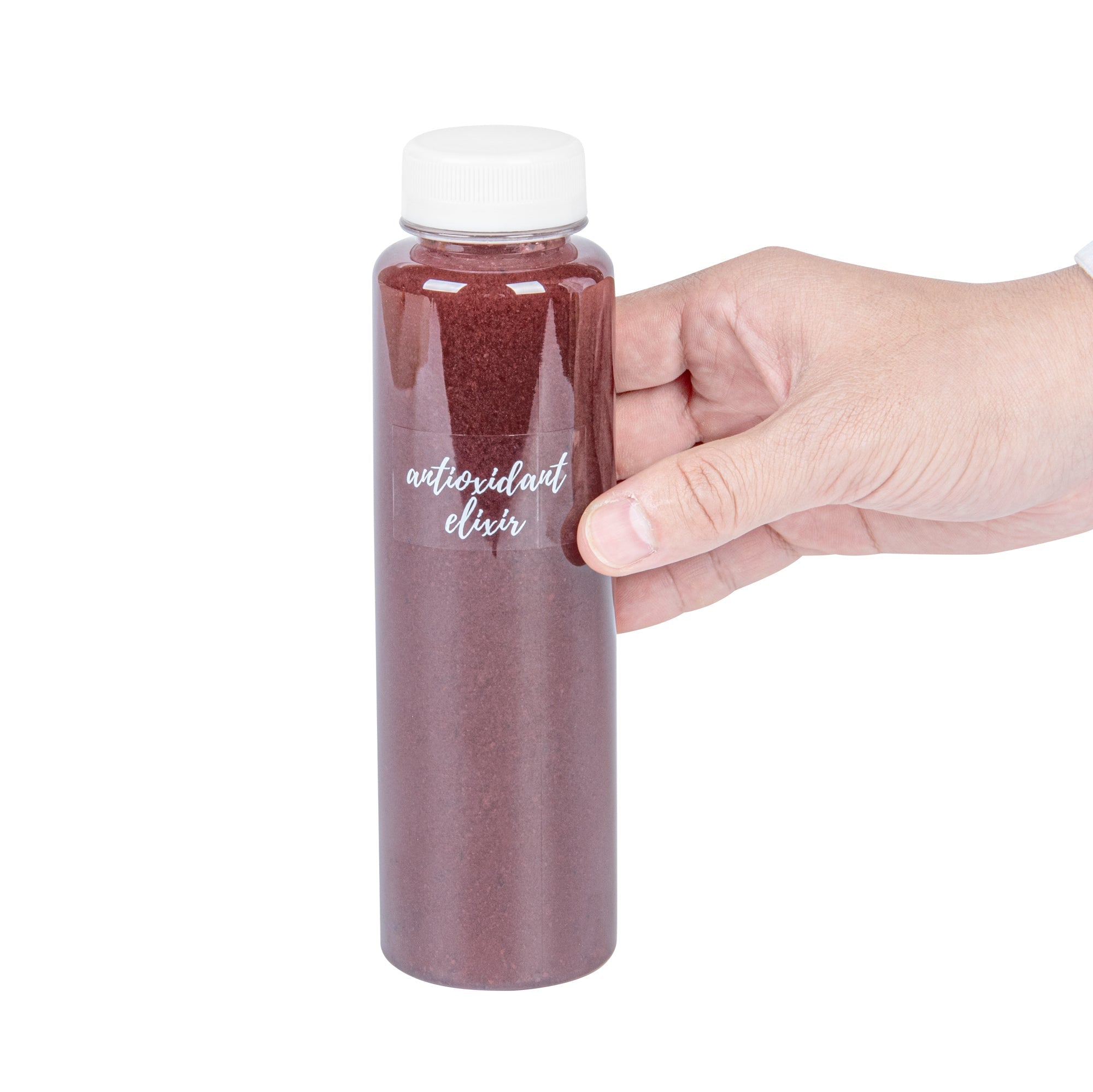 Label Tek Plastic Antioxidant Elixir Label - Clear with White Font, Water-Resistant - 2" x 1" - 100 count box