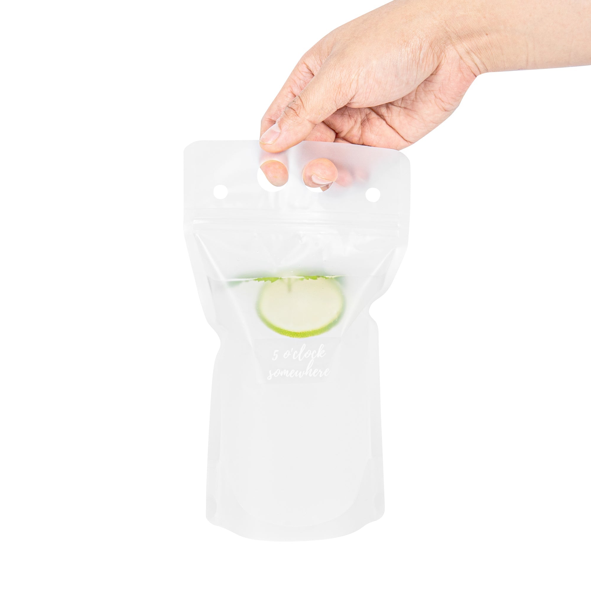 Label Tek Plastic 5 O'Clock Somewhere Label - Clear with White Font, Water-Resistant - 2" x 1" - 100 count box