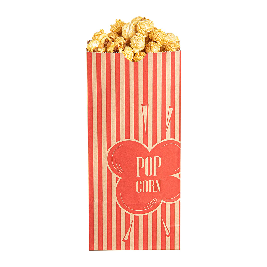 Bag Tek 2 oz Red and Kraft Paper Popcorn Bag - 5 1/4" x 3" x 10" - 100 count box