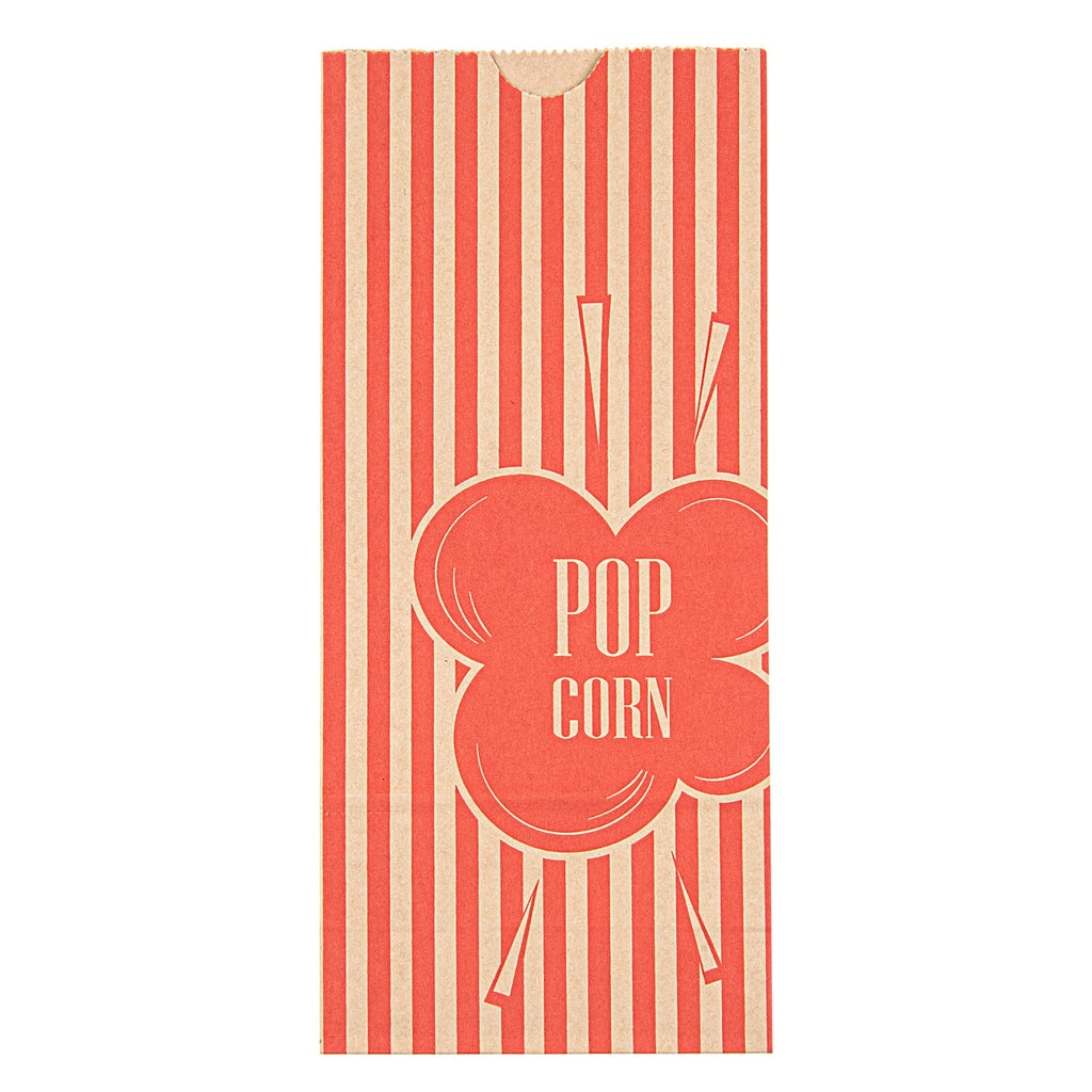 Bag Tek 2 oz Red and Kraft Paper Popcorn Bag - 5 1/4" x 3" x 10" - 100 count box