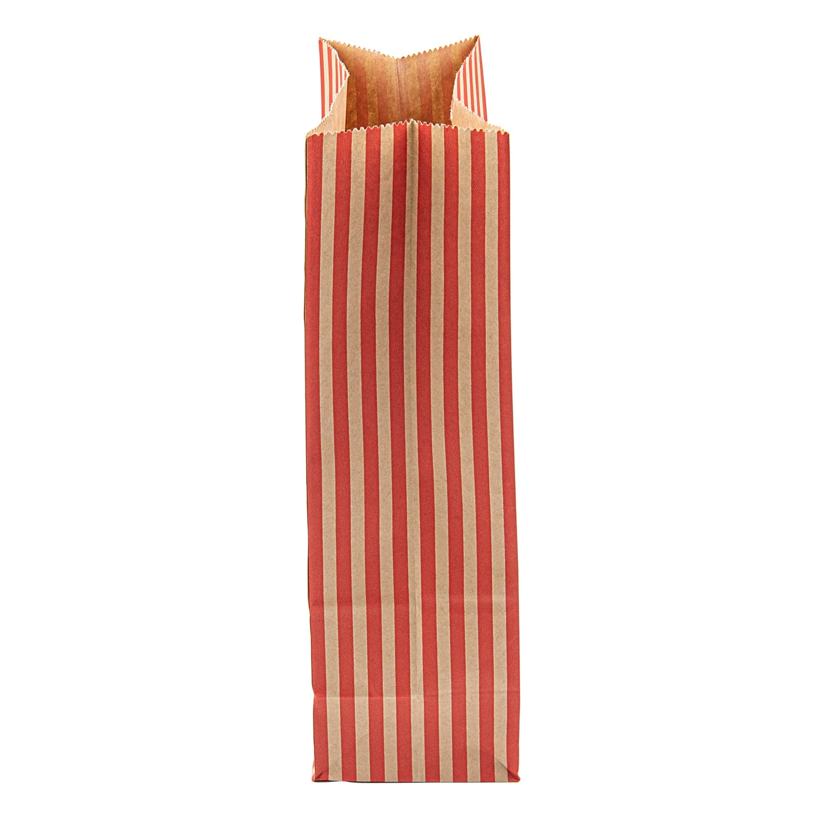 Bag Tek 1 oz Red and Kraft Paper Popcorn Bag - 4 1/4" x 2 1/4" x 9 1/2" - 100 count box