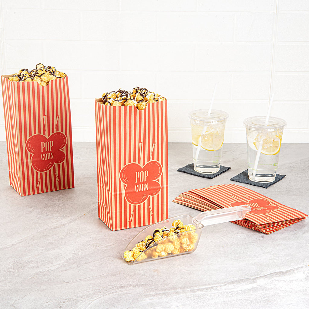 Bag Tek 1 oz Red and Kraft Paper Popcorn Bag - 4 1/4" x 2 1/4" x 9 1/2" - 100 count box