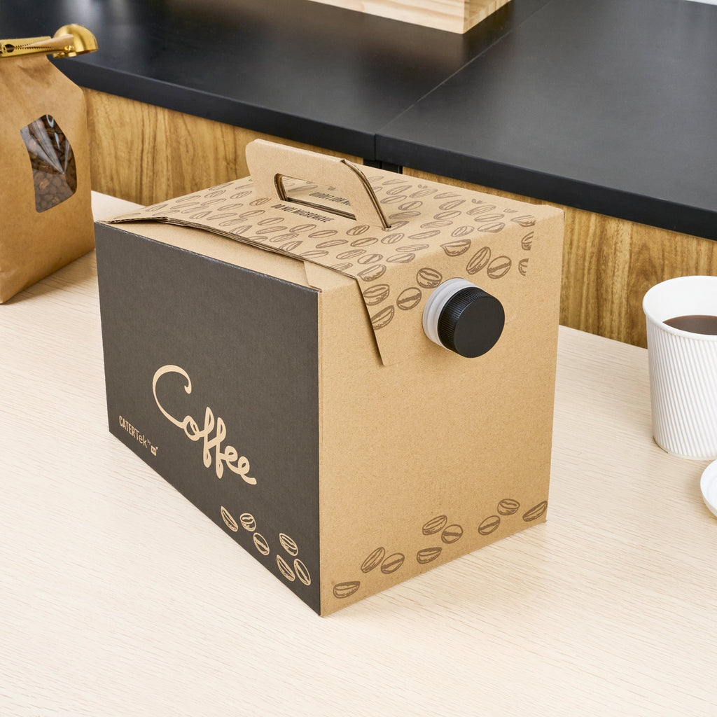 Cater Tek 160 oz Black Paper Coffee Take Out Box - 20 Cups - 10 3/4" x 7 1/2" x 7 3/4" - 10 count box
