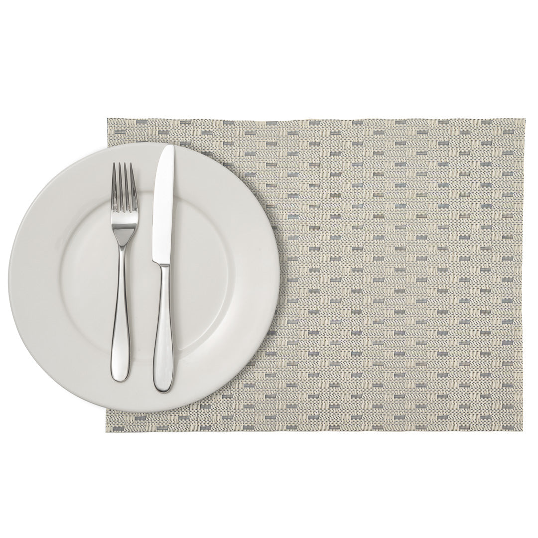 Speculo Rectangle Sand Vinyl Woven Placemat - Wave Pattern - 16" x 12" - 6 count box