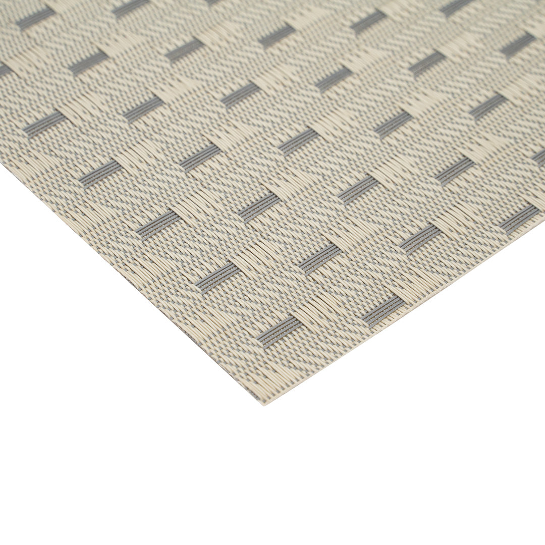Speculo Rectangle Sand Vinyl Woven Placemat - Wave Pattern - 16" x 12" - 6 count box