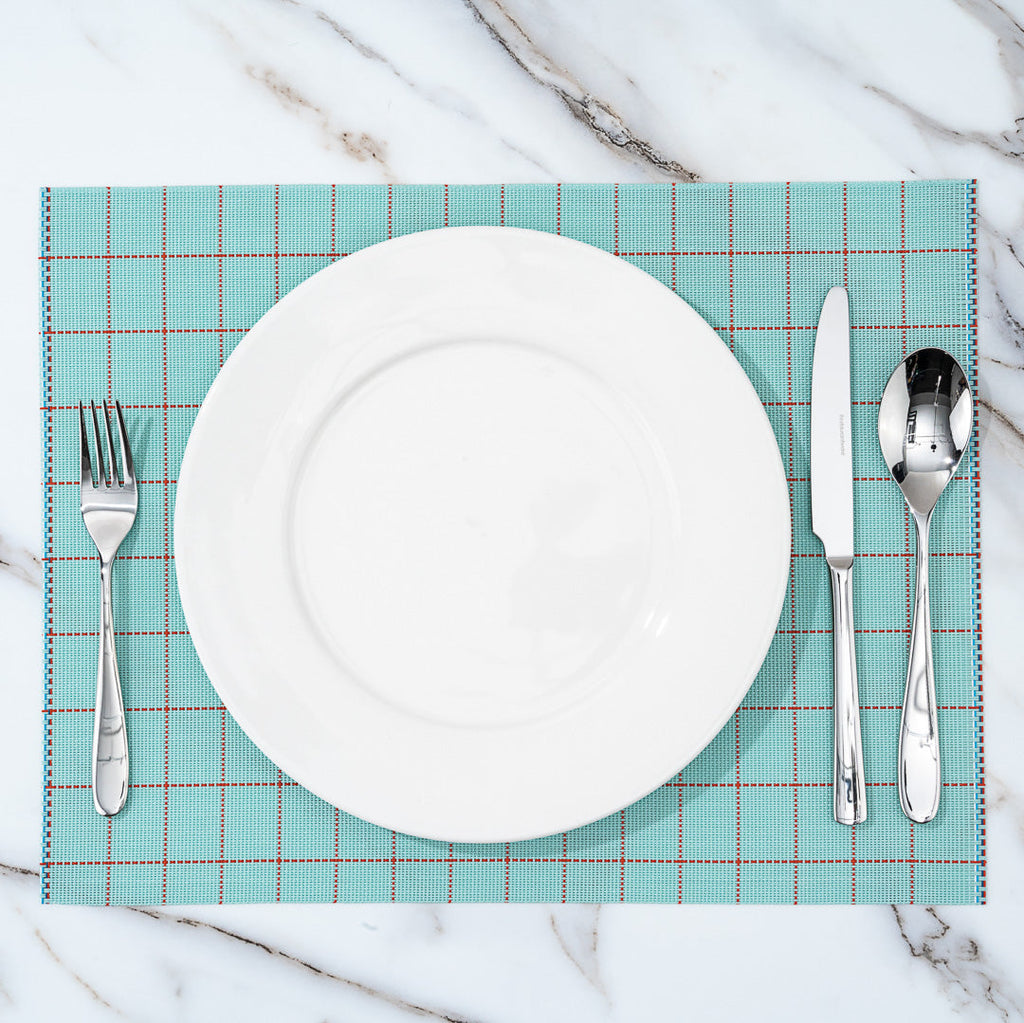 Imperial Rectangle Blue Vinyl Woven Placemat - 16" x 12" - 6 count box