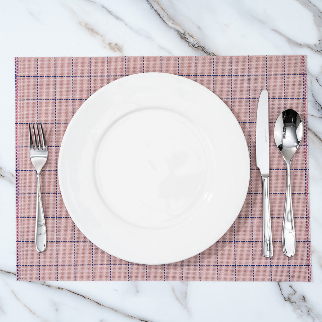 Imperial Rectangle Pink Vinyl Woven Placemat - 16" x 12" - 6 count box