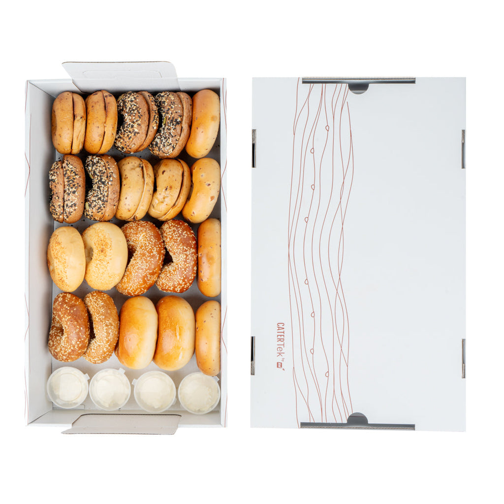 Cater Tek Rectangle White and Brown Paper Catering Tray - with Cover - 20" x 11 3/4" x 3 1/4" - 10 count box