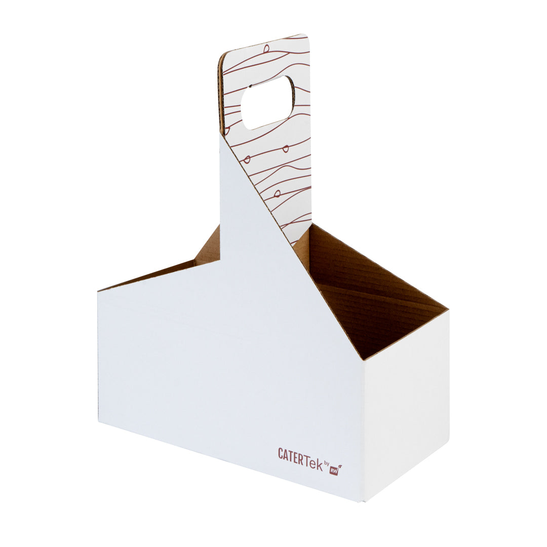 Bio Tek Cater Tek White and Brown Paper Drink Carrier - Holds 2 - 9" x 4 1/2" x 4" - 100 count box