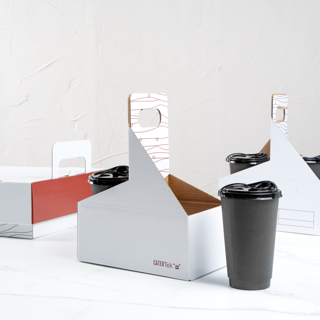 Bio Tek Cater Tek White and Brown Paper Drink Carrier - Holds 2 - 9" x 4 1/2" x 4" - 100 count box