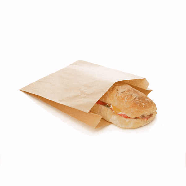 Bag Tek Kraft Paper Sandwich / Snack Bag - Silicone-Coated - 7" x 2" x 9" - 100 count box