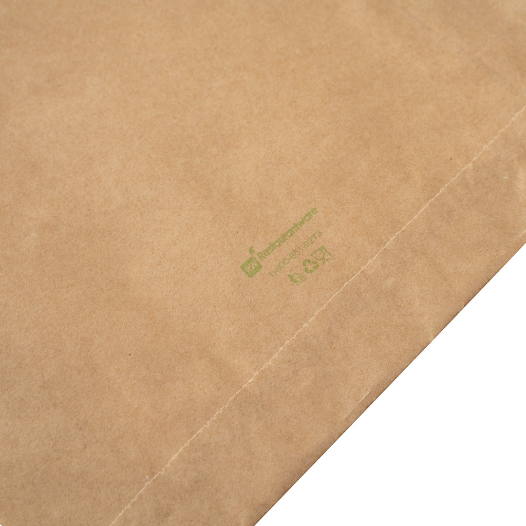 Bag Tek Kraft Paper Sandwich / Snack Bag - Silicone-Coated - 7" x 2" x 9" - 100 count box