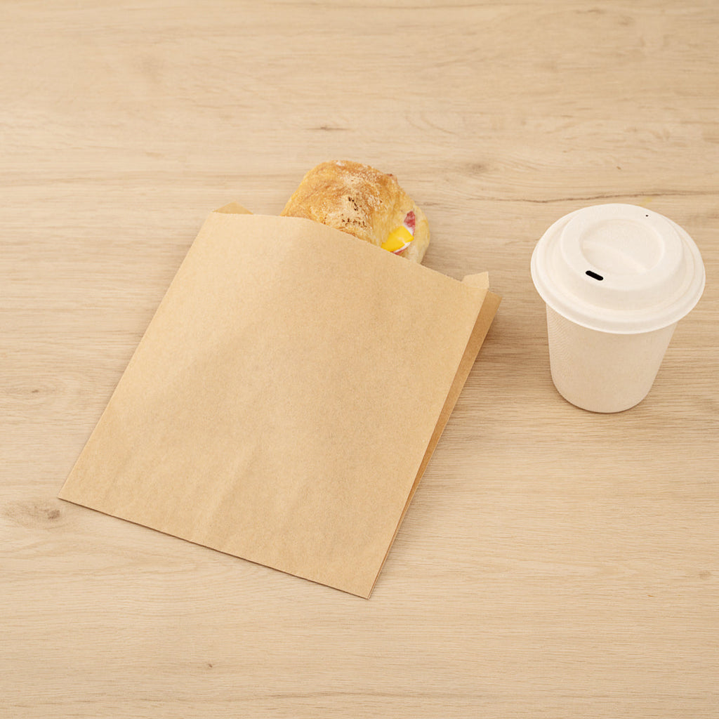 Bag Tek Kraft Paper Sandwich / Snack Bag - Silicone-Coated - 7" x 2" x 9" - 100 count box