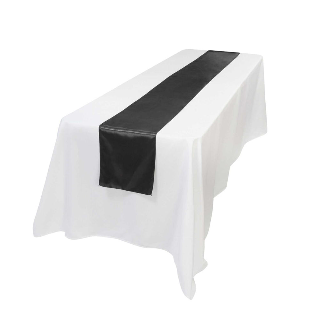 Table Tek Black Satin Table Runner - 12" x 108" - 1 count box