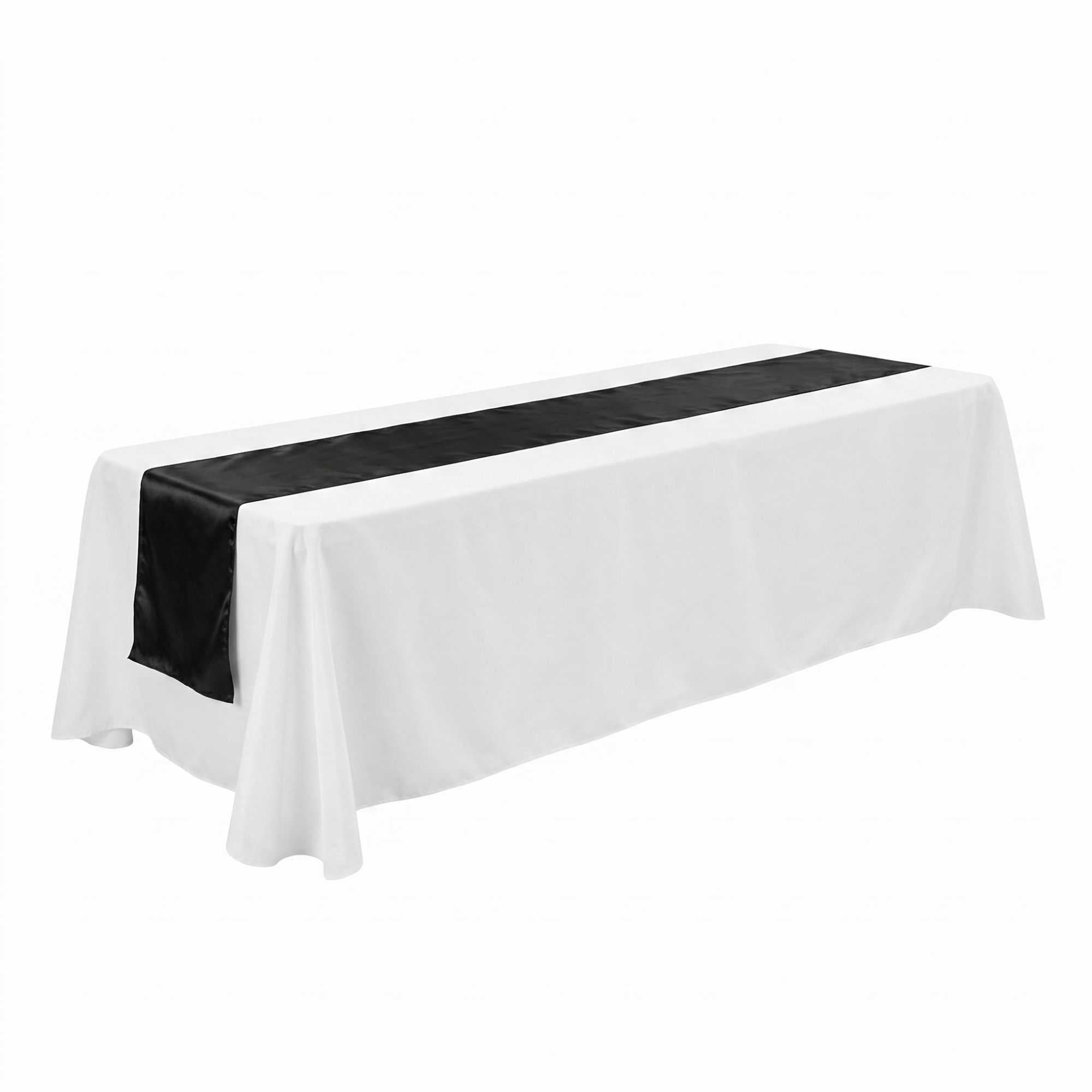 Table Tek Black Satin Table Runner - 12" x 108" - 1 count box