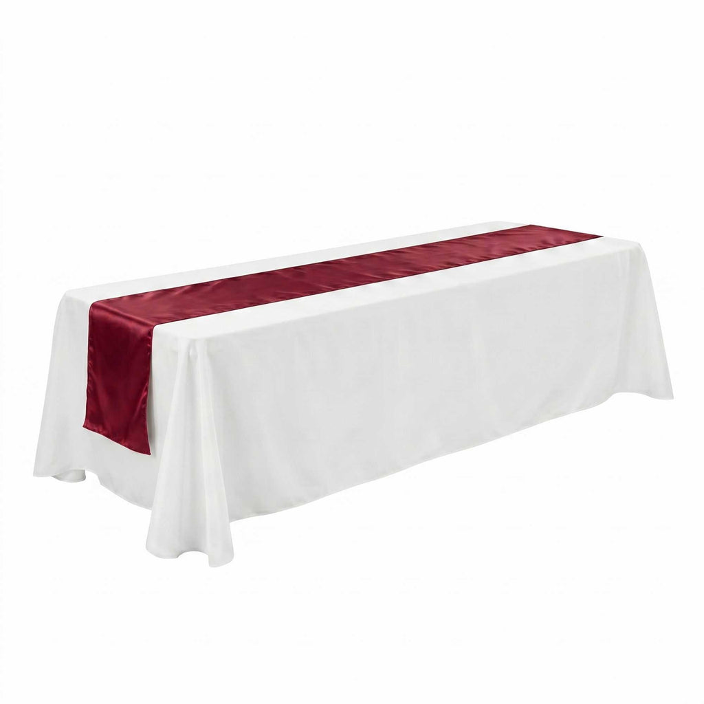 Table Tek Dark Burgundy Satin Table Runner - 12" x 108" - 1 count box
