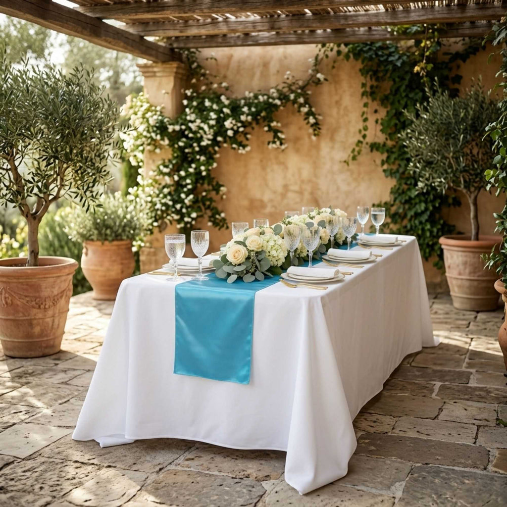 Table Tek Sky Blue Satin Table Runner - 12" x 108" - 10 count box