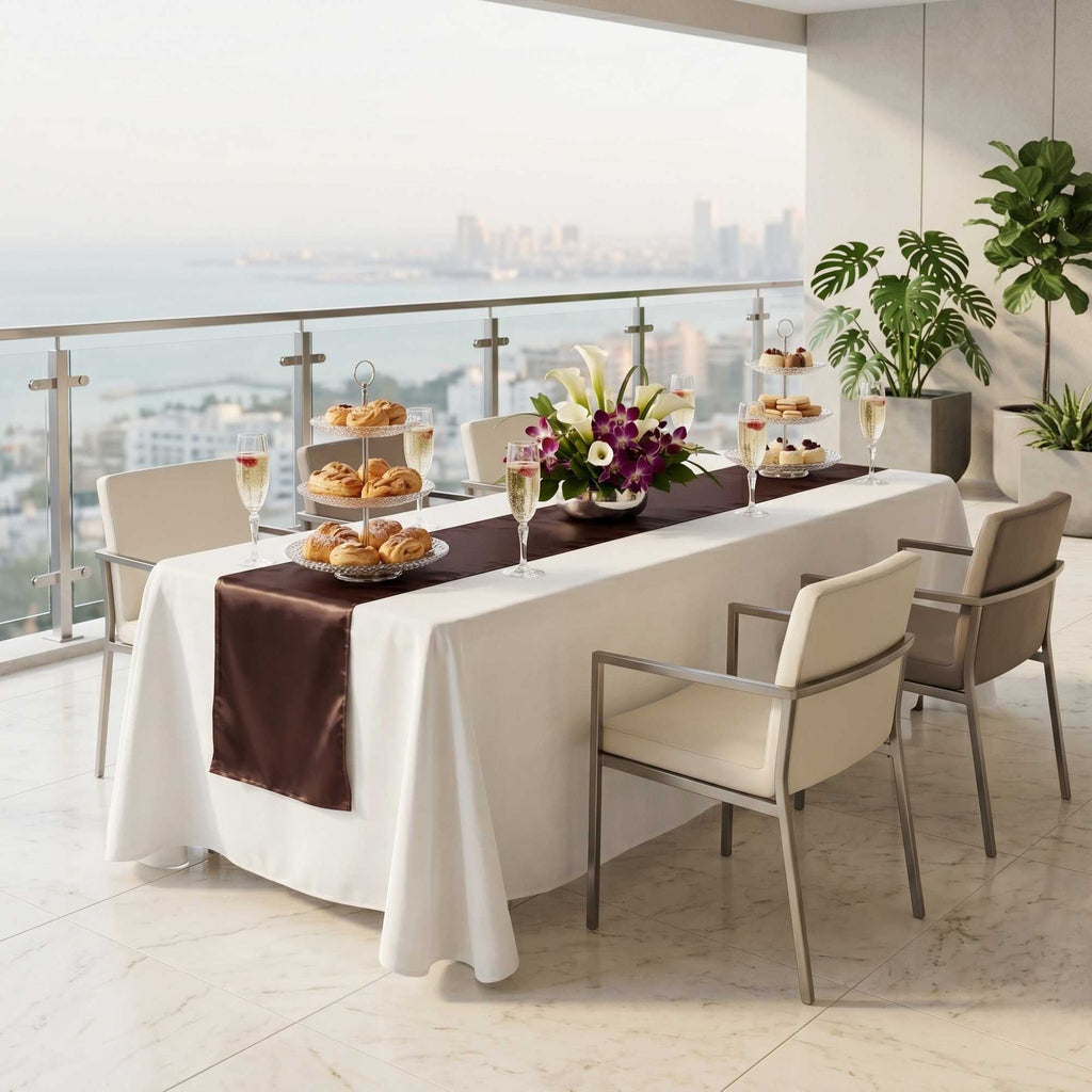 Table Tek Dark Brown Satin Table Runner - 12" x 108" - 10 count box