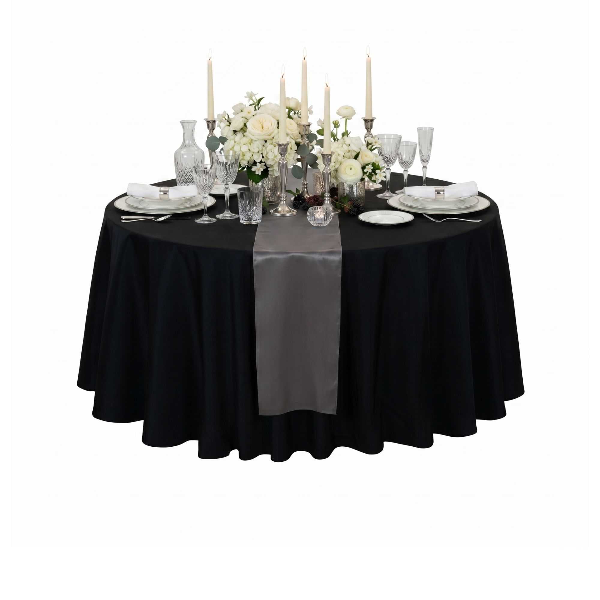 Table Tek Dark Gray Satin Table Runner - 12" x 108" - 1 count box