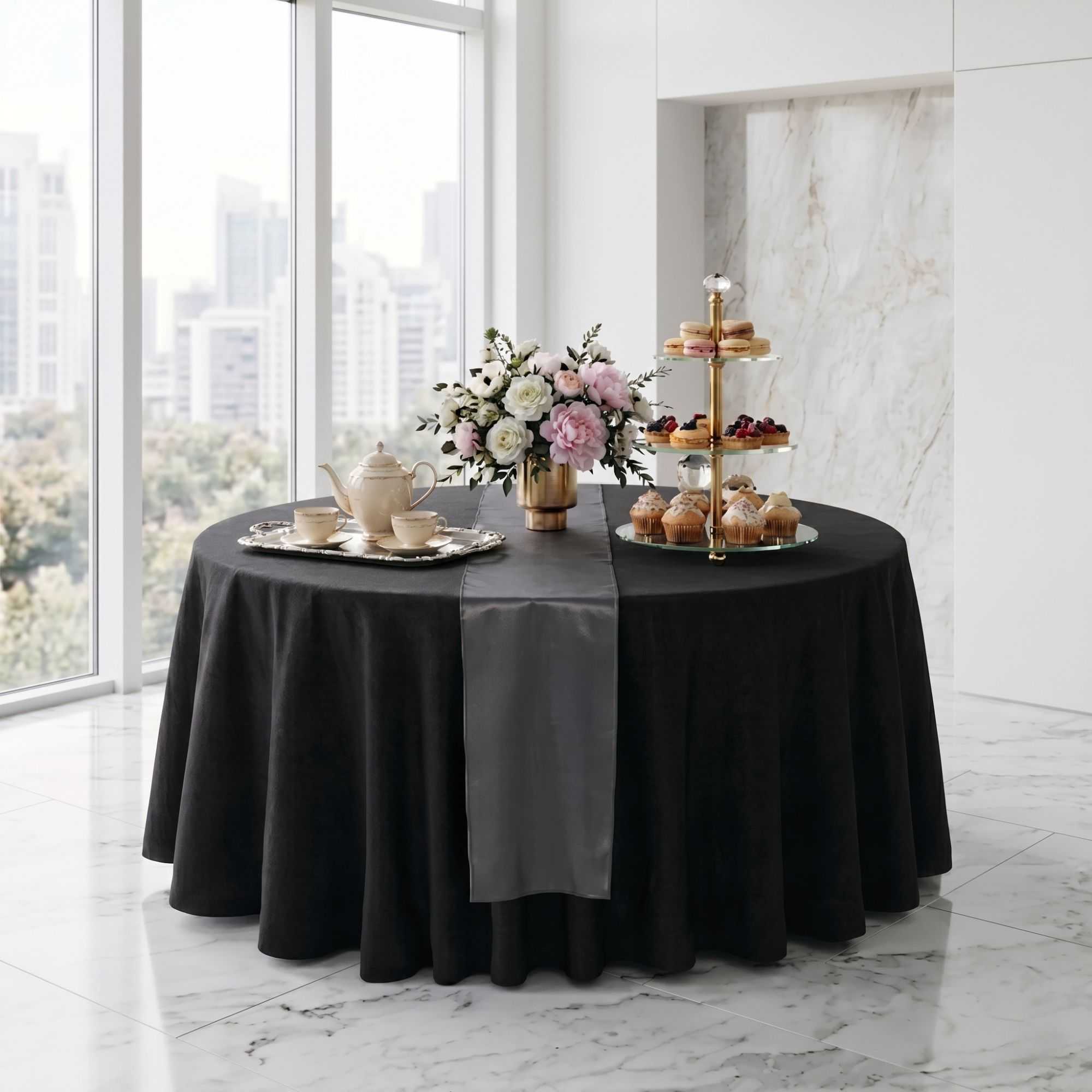 Table Tek Dark Gray Satin Table Runner - 12" x 108" - 10 count box