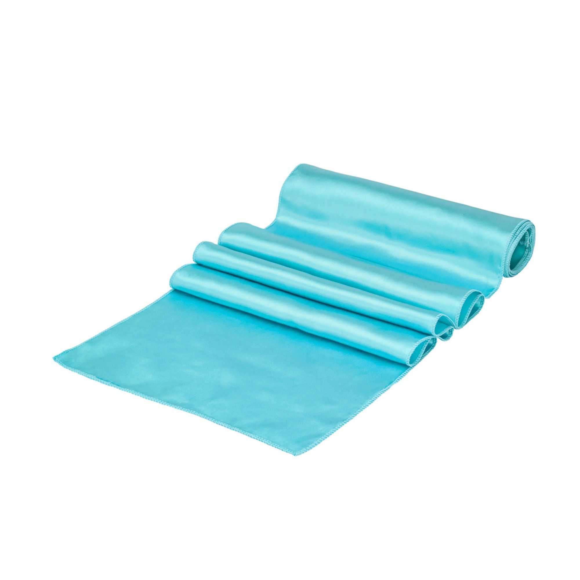 Table Tek Teal Satin Table Runner - 12" x 108" - 1 count box