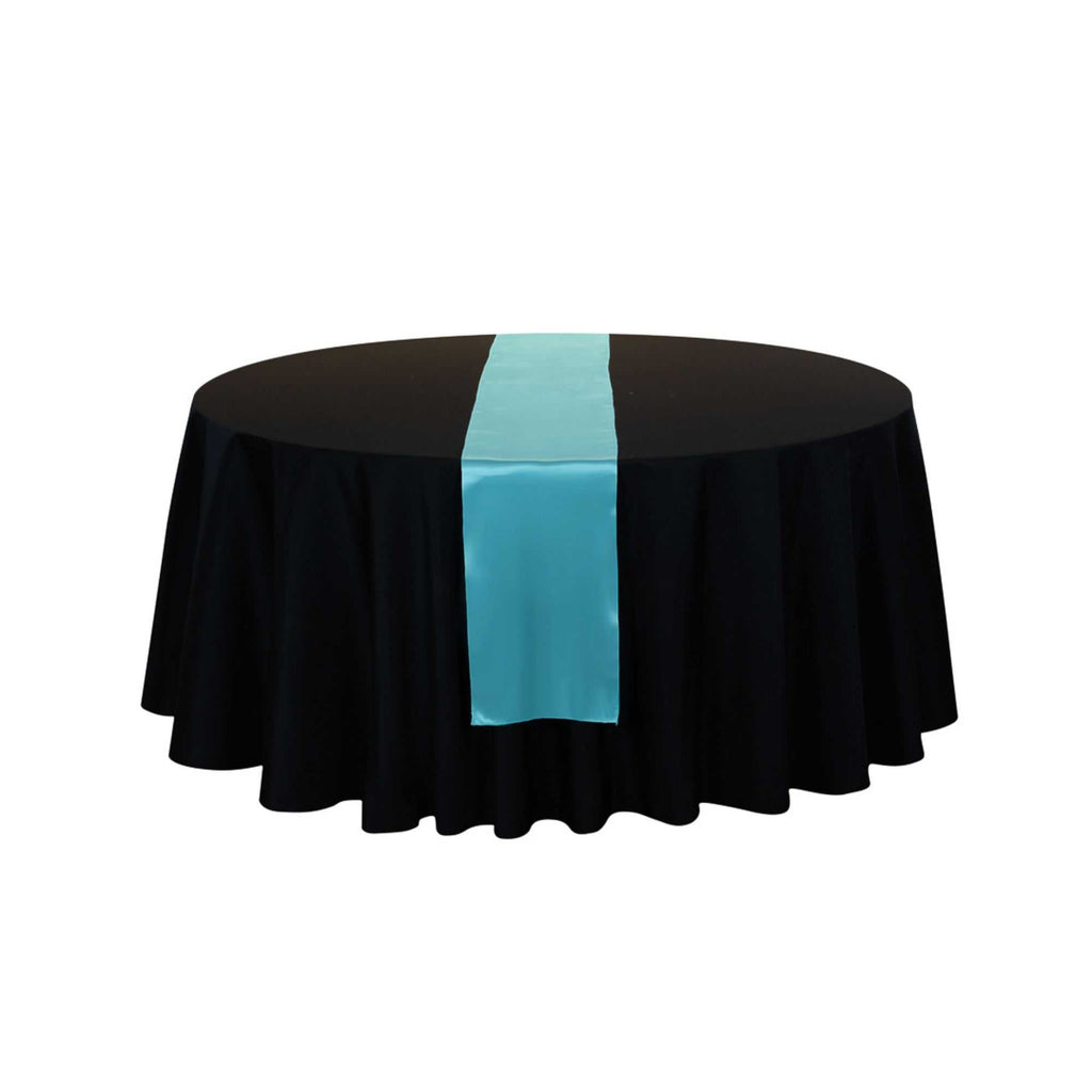 Table Tek Teal Satin Table Runner - 12" x 108" - 1 count box