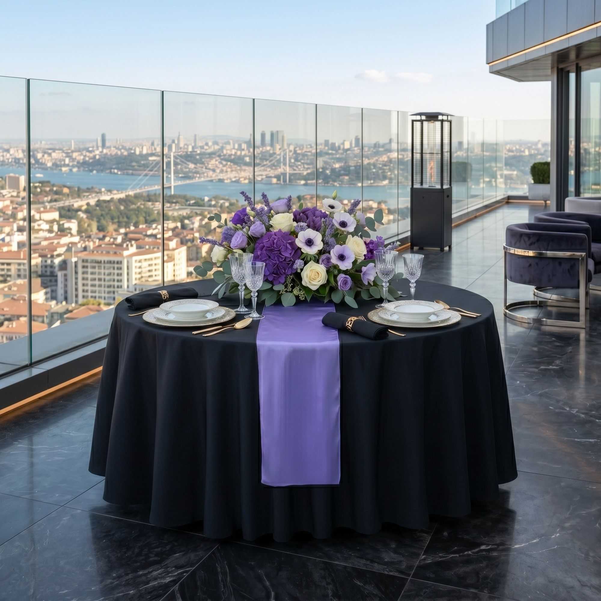 Table Tek Lavender Purple Satin Table Runner - 12" x 108" - 1 count box