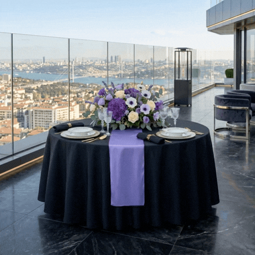 Table Tek Lavender Purple Satin Table Runner - 12" x 108" - 10 count box
