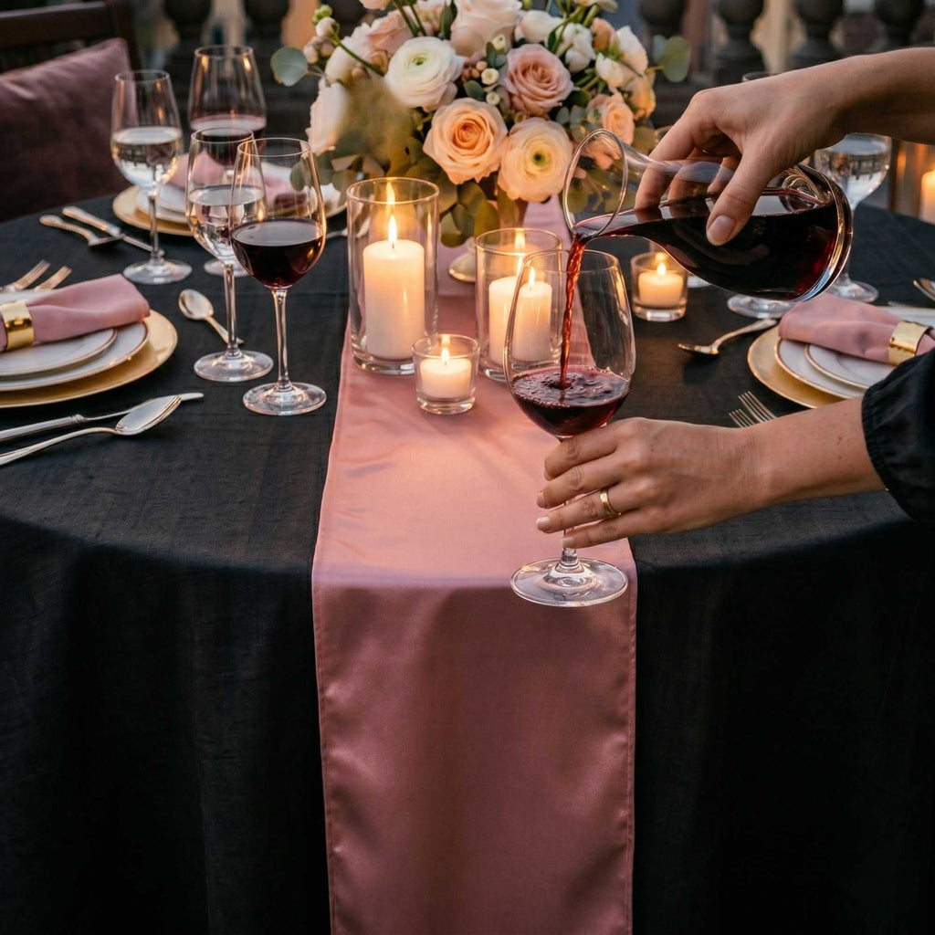 Table Tek Rose Satin Table Runner - 12" x 108" - 1 count box