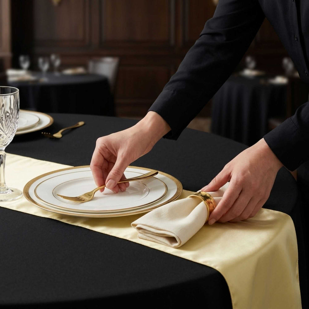 Table Tek Light Yellow Satin Table Runner - 12" x 108" - 10 count box