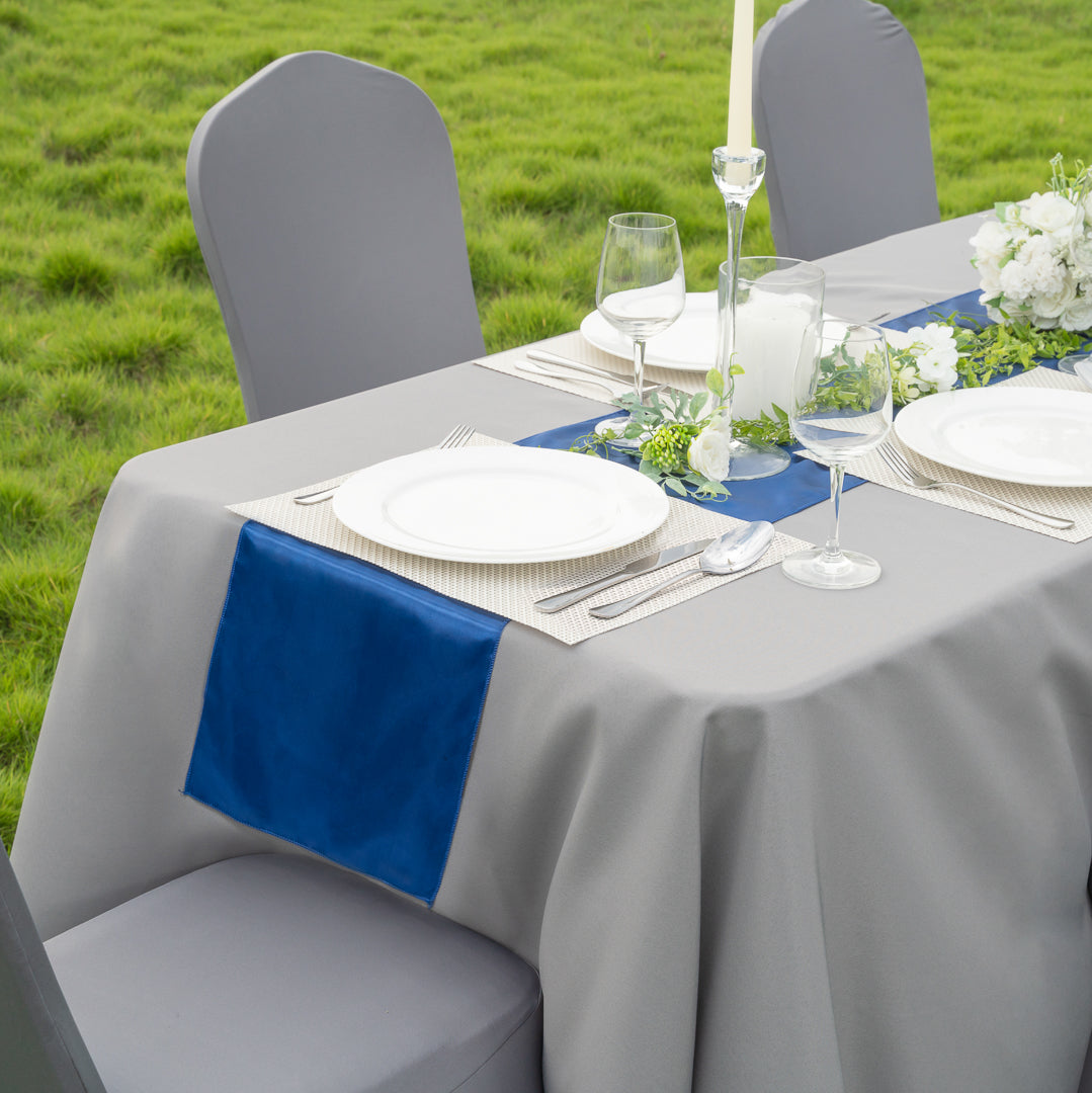 Table Tek Navy Blue Satin Table Runner - 12" x 108" - 1 count box