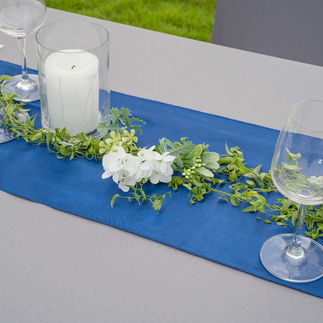 Table Tek Navy Blue Satin Table Runner - 12" x 108" - 1 count box