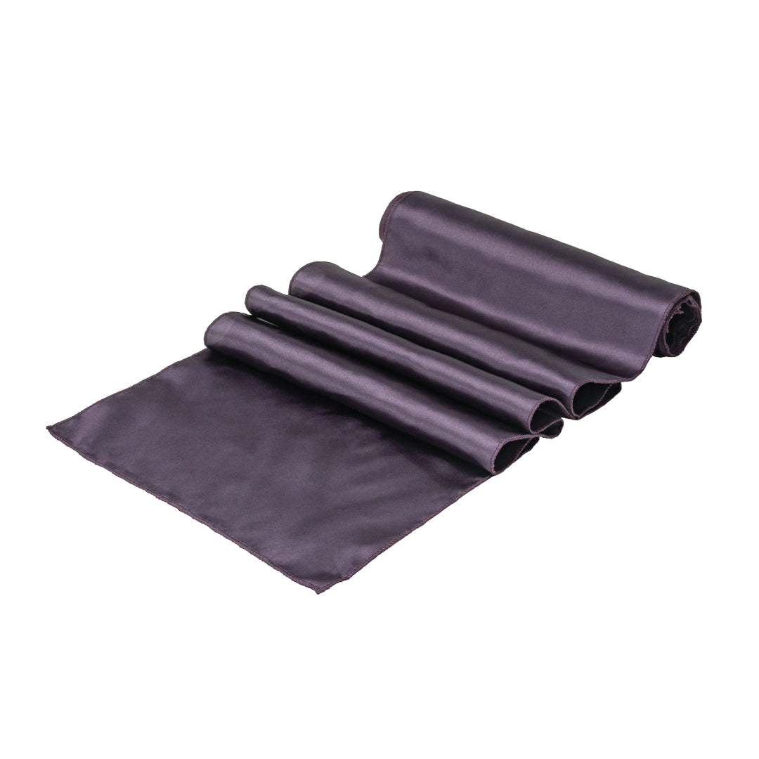 Table Tek Dark Purple Satin Table Runner - 12" x 108" - 1 count box