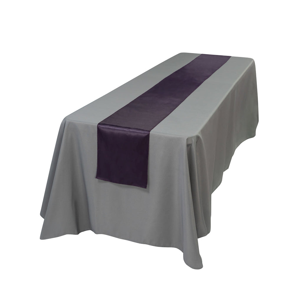 Table Tek Dark Purple Satin Table Runner - 12" x 108" - 1 count box