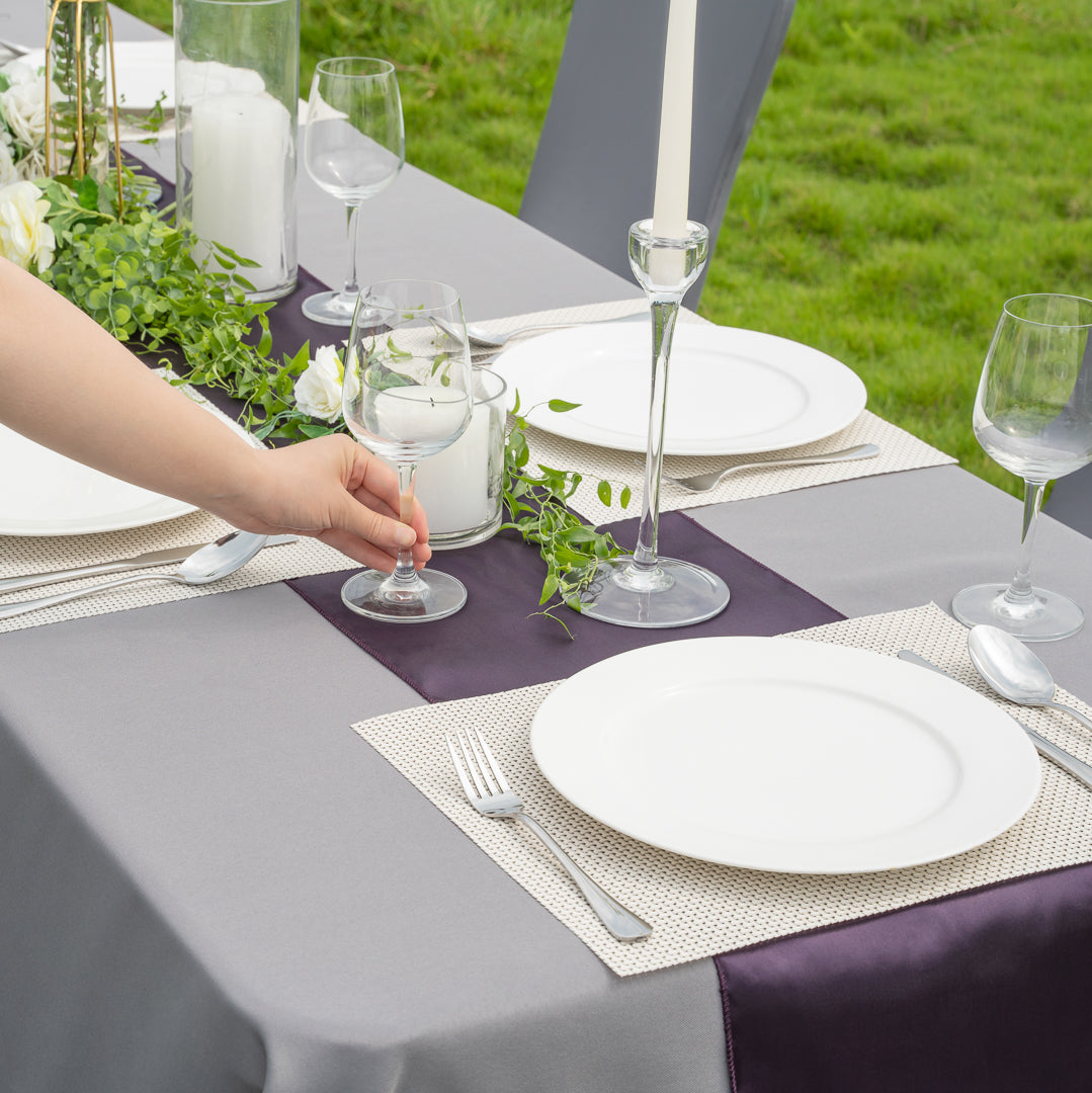 Table Tek Dark Purple Satin Table Runner - 12" x 108" - 10 count box