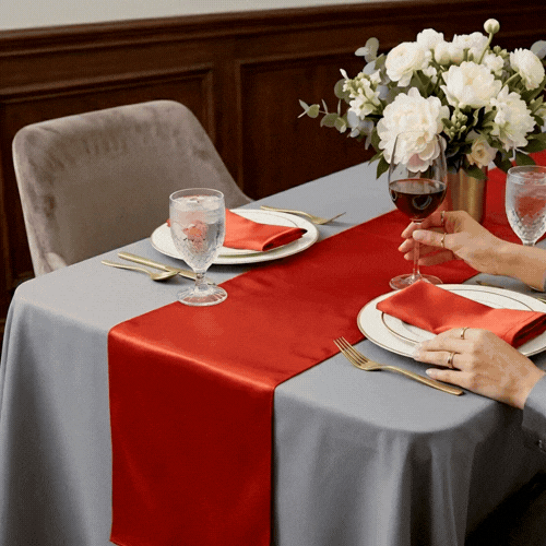 Table Tek Red Satin Table Runner - 12" x 108" - 10 count box