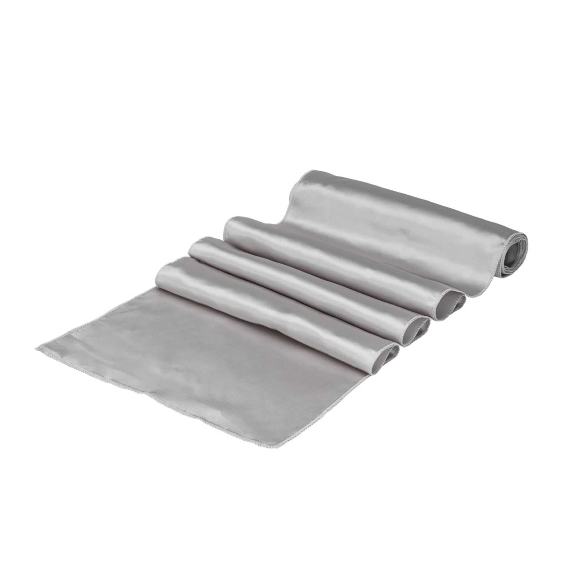 Table Tek Silver Satin Table Runner - 12" x 108" - 1 count box