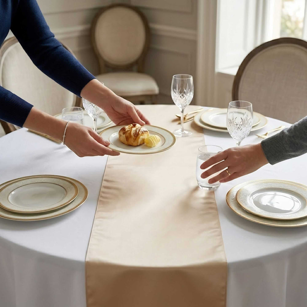 Table Tek Sand Satin Table Runner - 12" x 108" - 1 count box