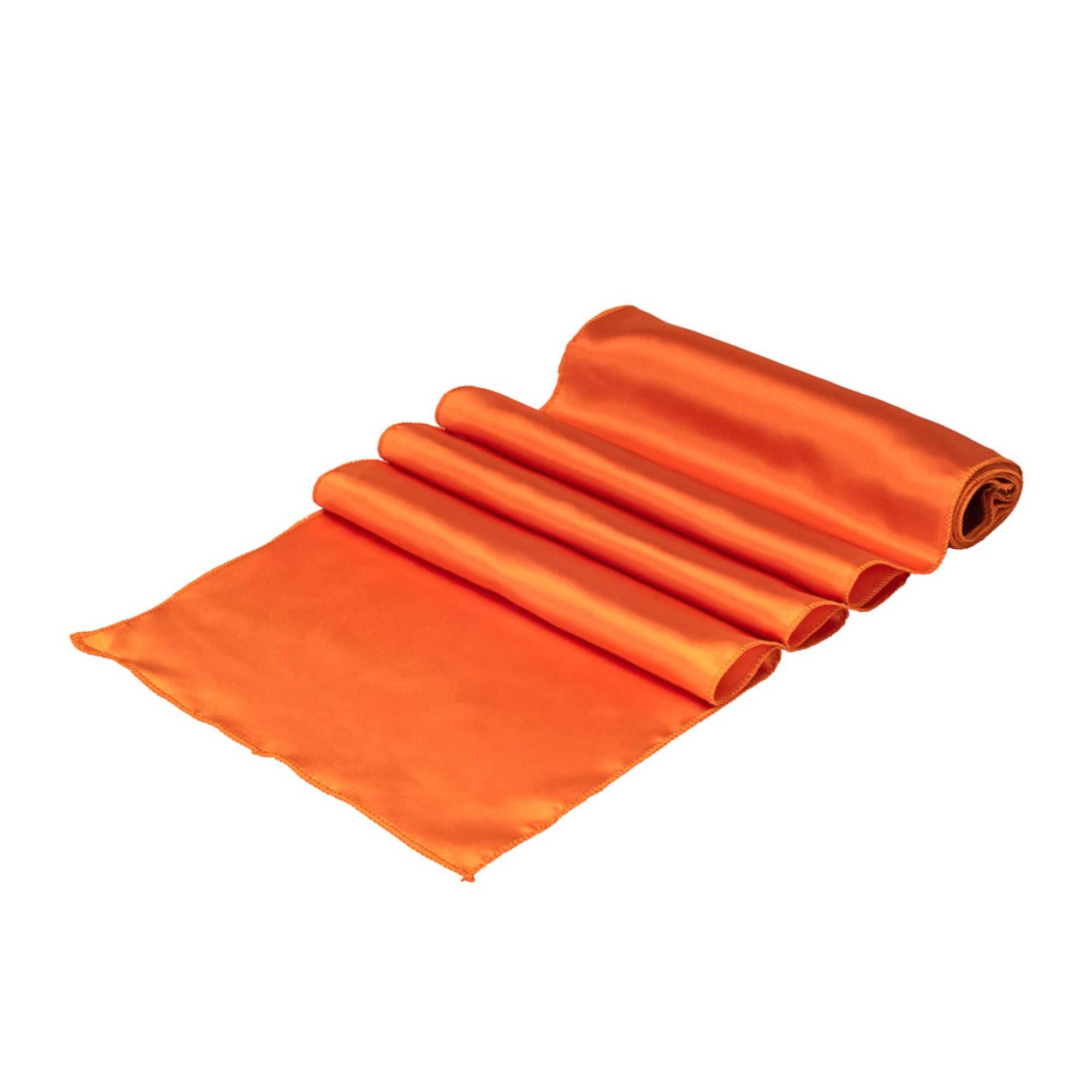 Table Tek Tangerine Orange Satin Table Runner - 12" x 108" - 1 count box