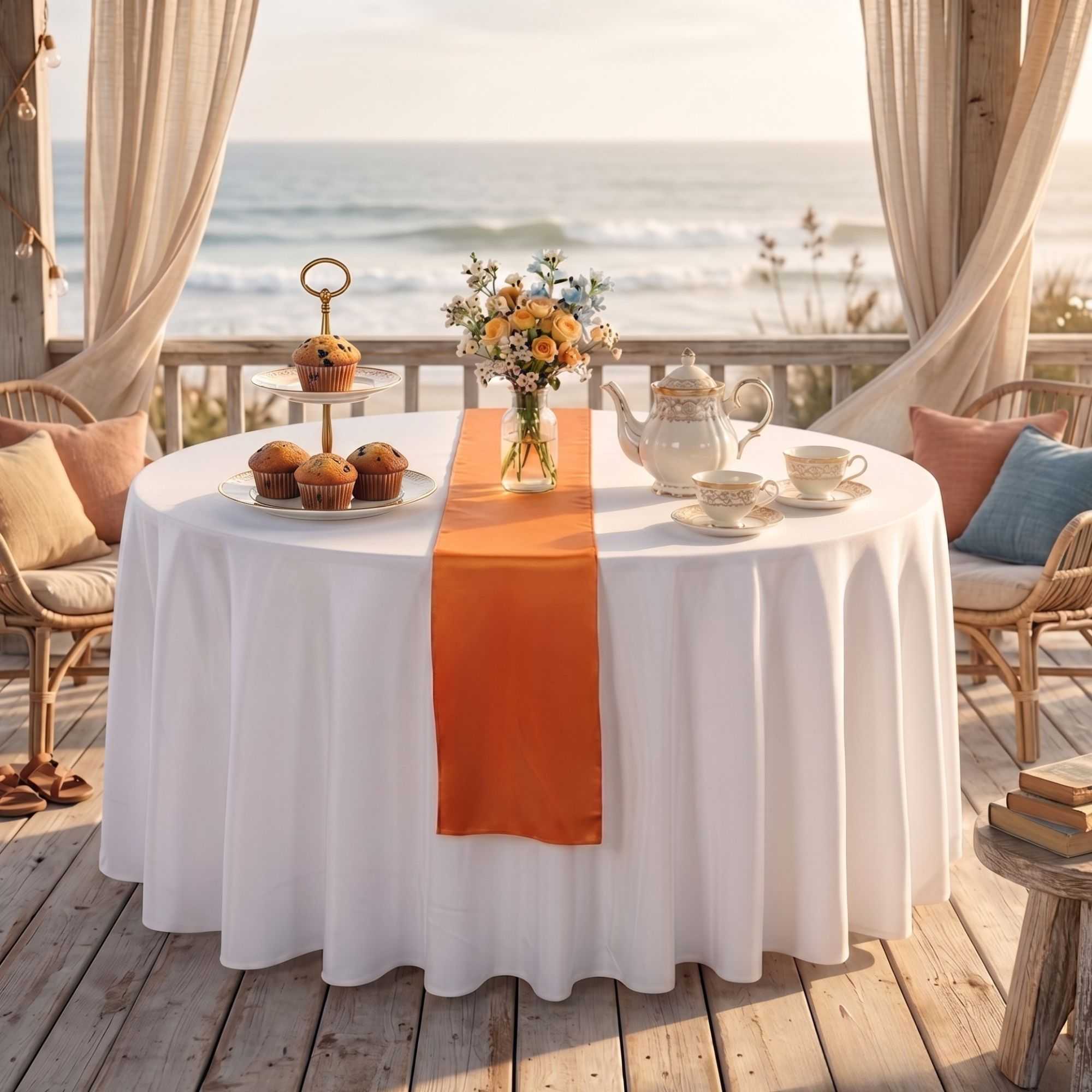 Table Tek Tangerine Orange Satin Table Runner - 12" x 108" - 1 count box
