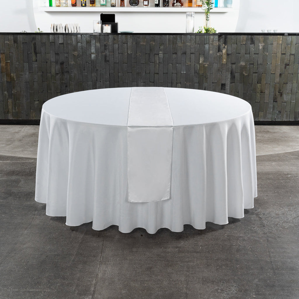 Table Tek White Satin Table Runner - 12" x 108" - 10 count box
