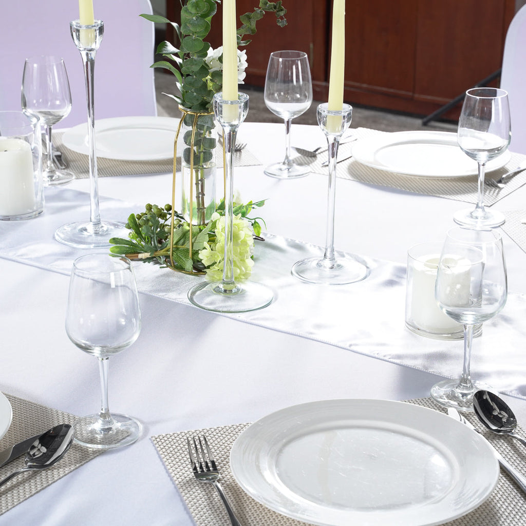 Table Tek White Satin Table Runner - 12" x 108" - 10 count box