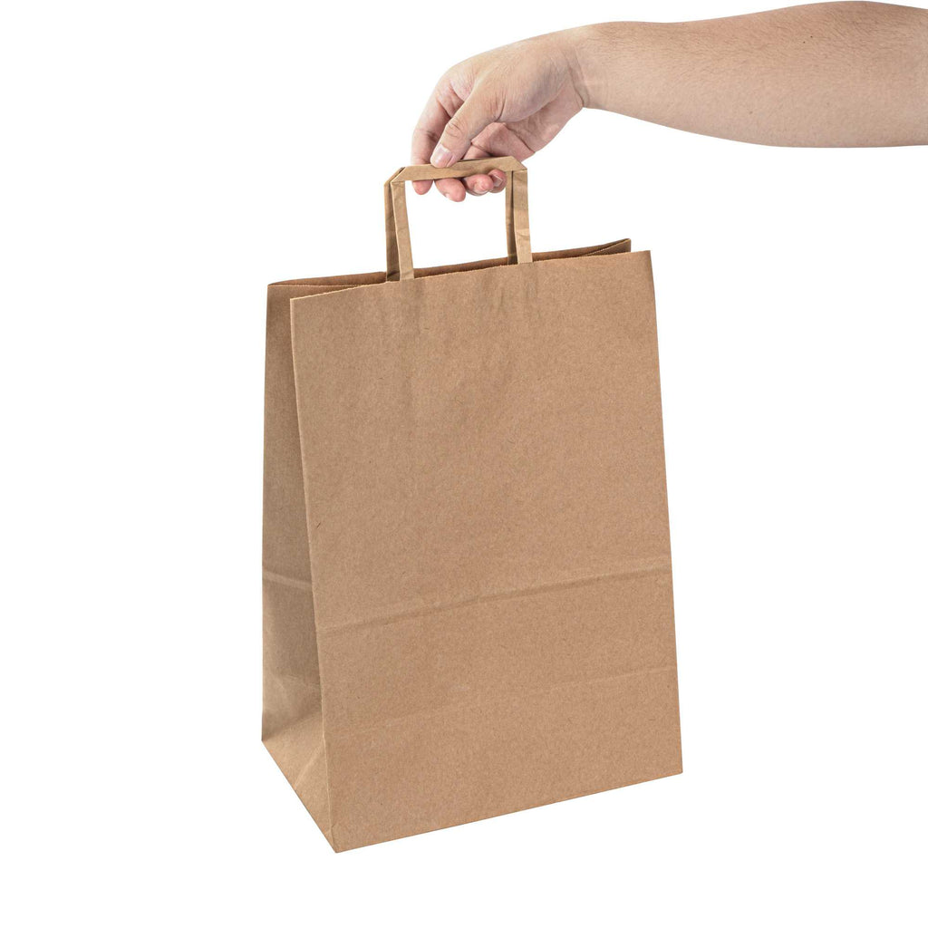 Bag Tek Kraft Paper Retail Bag - with Handles - 12" x 7" x 17" - 100 count box
