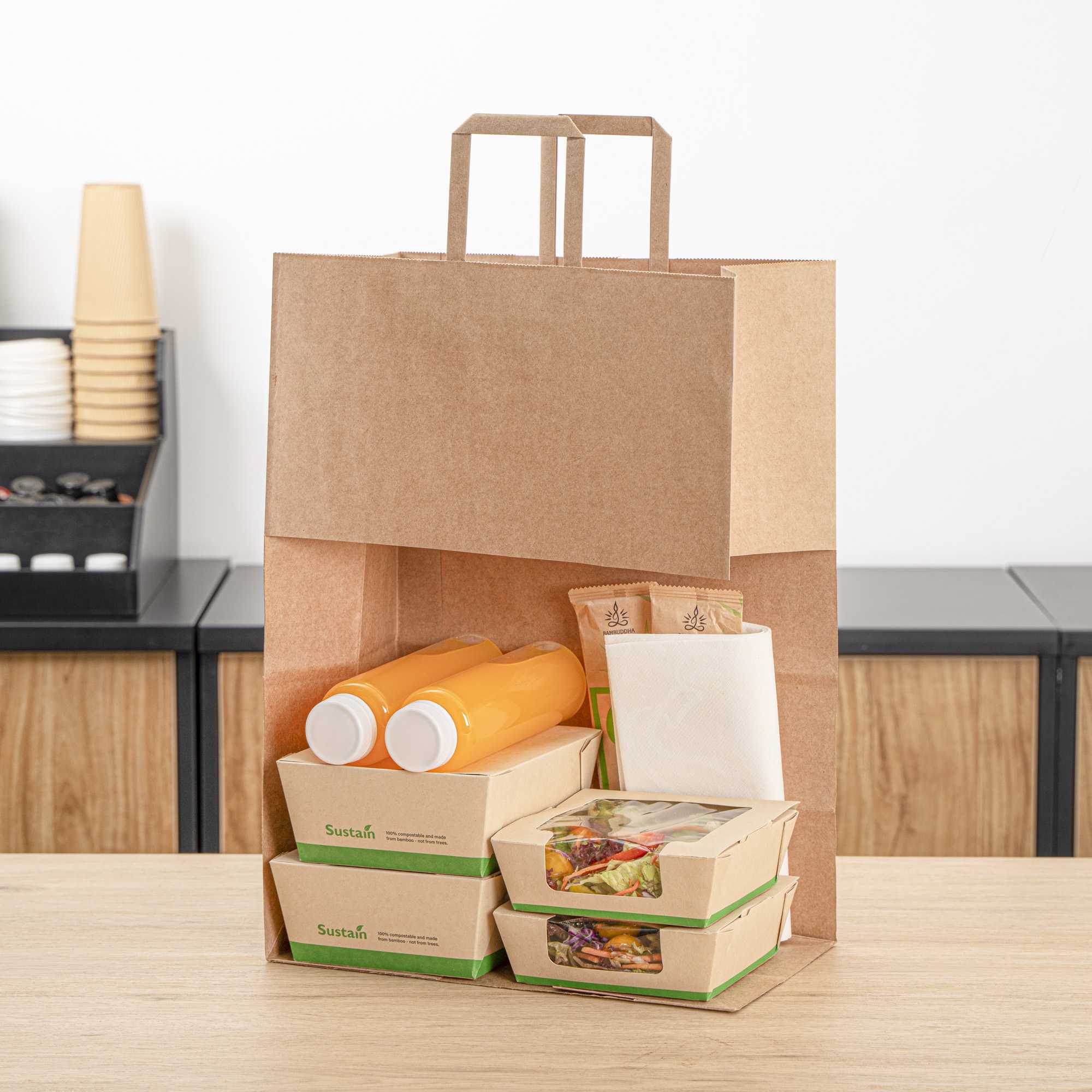 Bag Tek Kraft Paper Retail Bag - with Handles - 12" x 7" x 17" - 100 count box