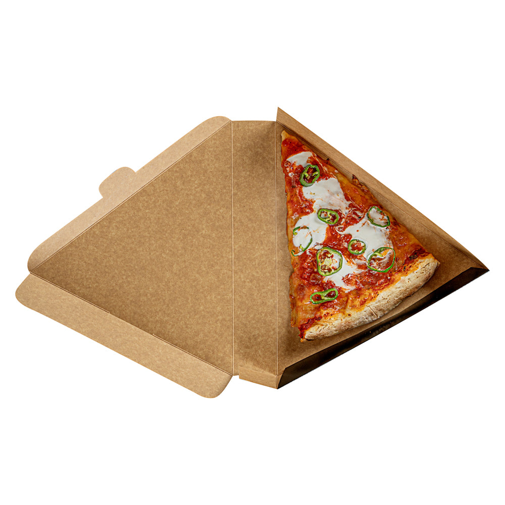 Eco Pie Black Paper Pizza Slice Box - Clamshell - 9 1/4" x 10 1/4" x 1 3/4" - 100 count box