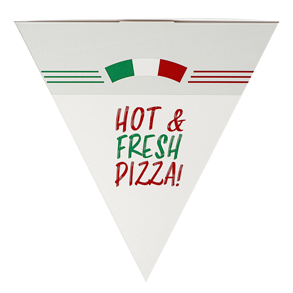 Eco Pie White Paper Pizza Slice Box - Hot & Fresh, Clamshell - 9 1/4" x 10 1/4" x 1 3/4" - 100 count box