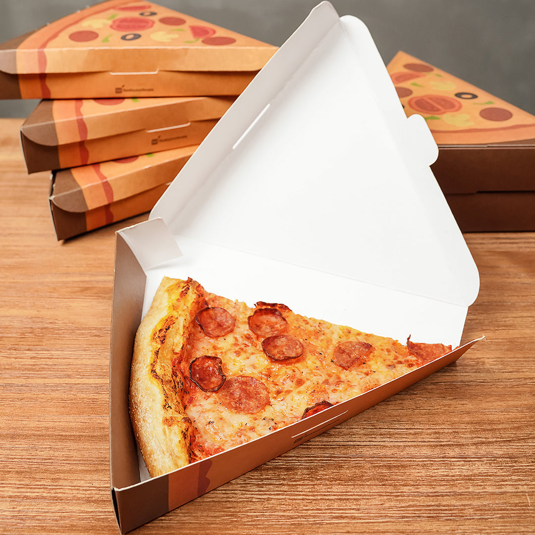 Eco Pie Kraft Paper Pizza Slice Box - Clamshell - 9 1/4" x 10 1/4" x 1 3/4" - 100 count box