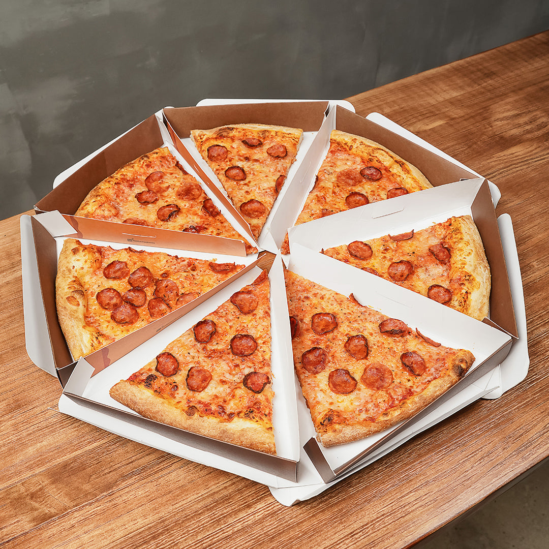 Eco Pie Kraft Paper Pizza Slice Box - Clamshell - 9 1/4" x 10 1/4" x 1 3/4" - 100 count box